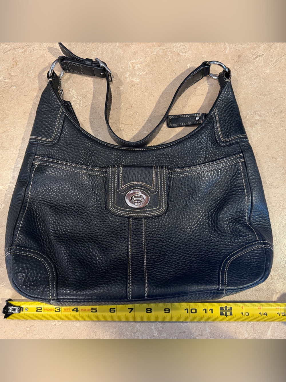 Vintage Coach Hamilton Black Leather Shoulder Bag